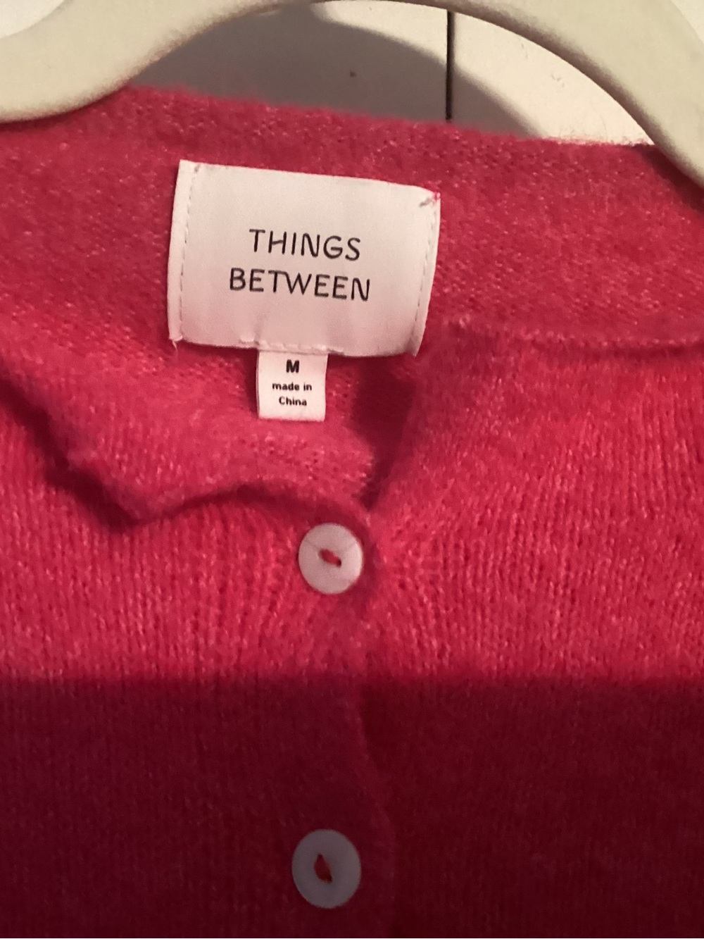 Things Between Raspberry Button-Front Women's Cardigan - Picture 2 of 3